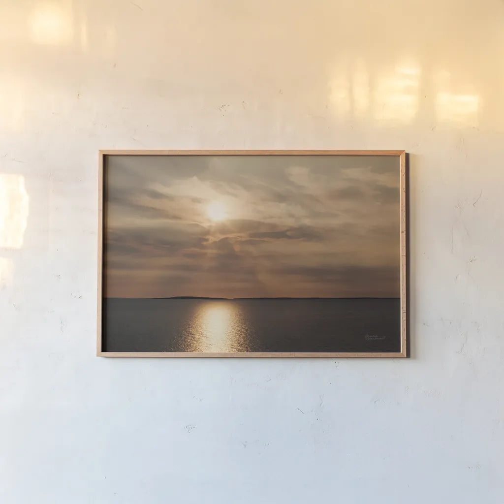 Morning Spotlight by Laura Marshall. shown as a paper print in a natural frame. Available as a archival giclee rolled canvas, fine art paper, or poster print. SKU 16350i.