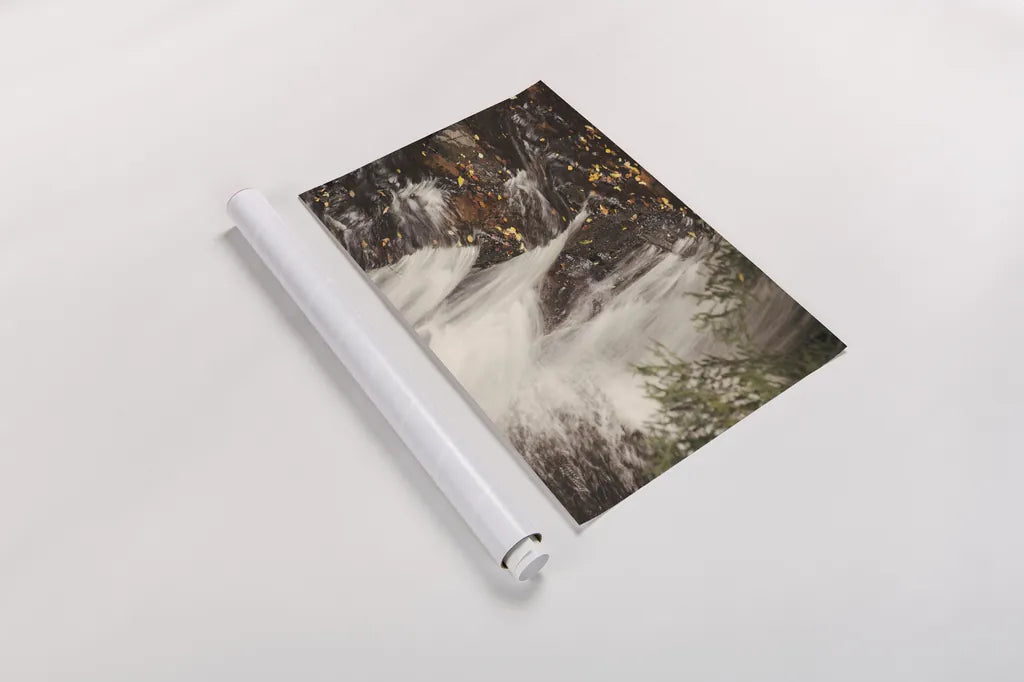 Mosquito Falls I by Laura Marshall. shown as a rolled paper print. Available as archival giclee rolled canvas, fine art paper, or poster print. SKU 21257i.