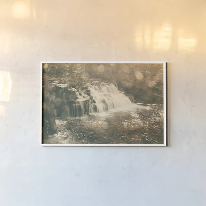 Mosquito Falls II by Laura Marshall. shown as a paper print in a white frame. Available as a archival giclee rolled canvas, fine art paper, or poster print. SKU 21258i.