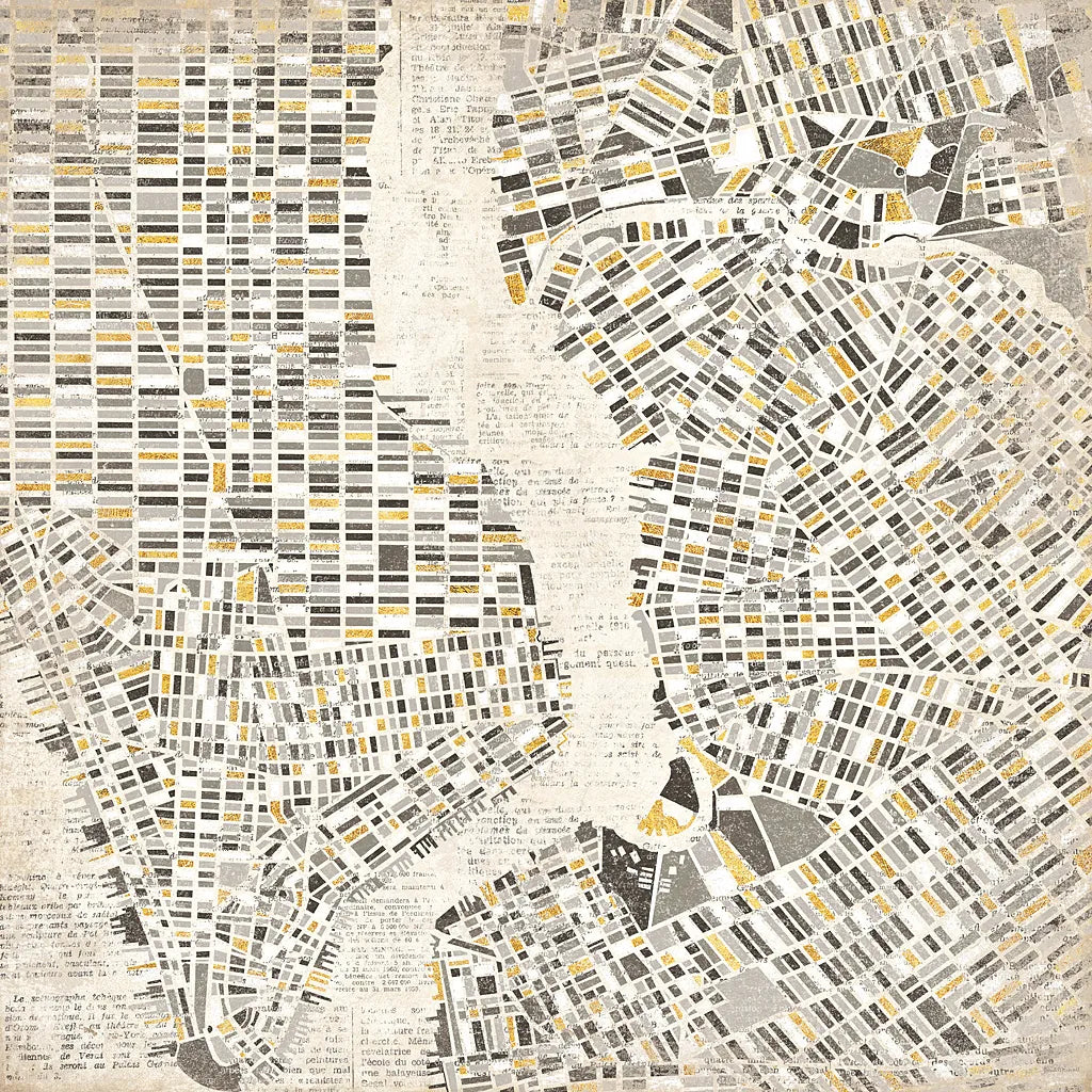 Neutral New York Map by Laura Marshall. SKU 20873a. Archival Giclee Fine art print for wall decor.