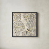 Neutral New York Map by Laura Marshall. Shown in a sleek black glass frame for a contemporary gallery look. Available as an archival giclee rolled canvas, fine art paper, or poster print. SKU 20873a.