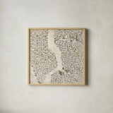 Neutral New York Map by Laura Marshall. Shown in a natural wood glass frame for a timeless modern aesthetic. Available as an archival giclee rolled canvas, fine art paper, or poster print. SKU 20873a.