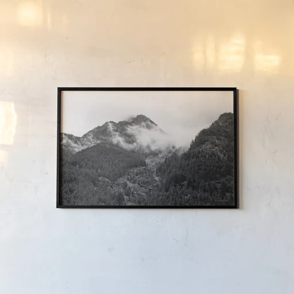 North Cascades I by Laura Marshall. shown as a paper print in a black flame. Available as a archival giclee rolled canvas, fine art paper, or poster print. SKU 64410i.