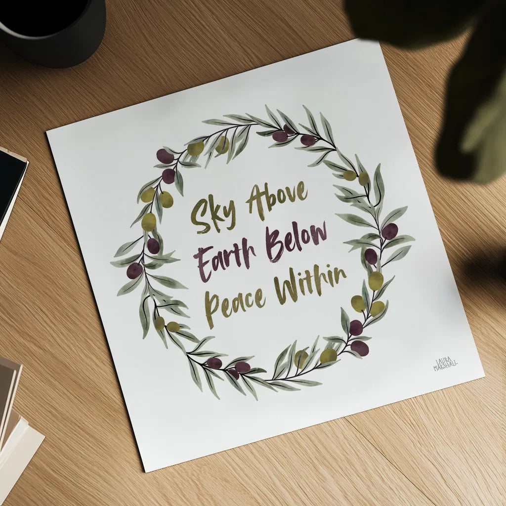 Olive Grove II by Laura Marshall. Shown as a detailed flat fine art print, highlighting archival giclee quality. Available as an archival giclee rolled canvas, fine art paper, or poster print. SKU 77132a.