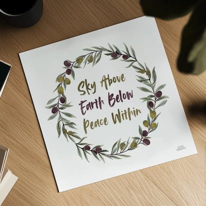 Olive Grove II by Laura Marshall. Shown as a detailed flat fine art print, highlighting archival giclee quality. Available as an archival giclee rolled canvas, fine art paper, or poster print. SKU 77132a.