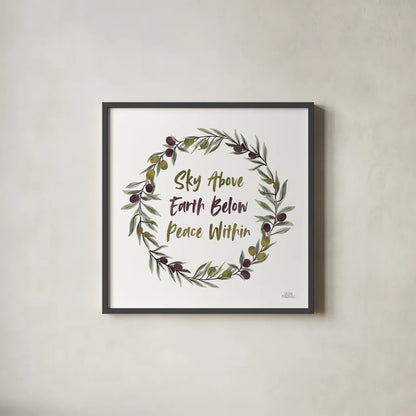 Olive Grove II by Laura Marshall. Shown in a sleek black glass frame for a contemporary gallery look. Available as an archival giclee rolled canvas, fine art paper, or poster print. SKU 77132a.