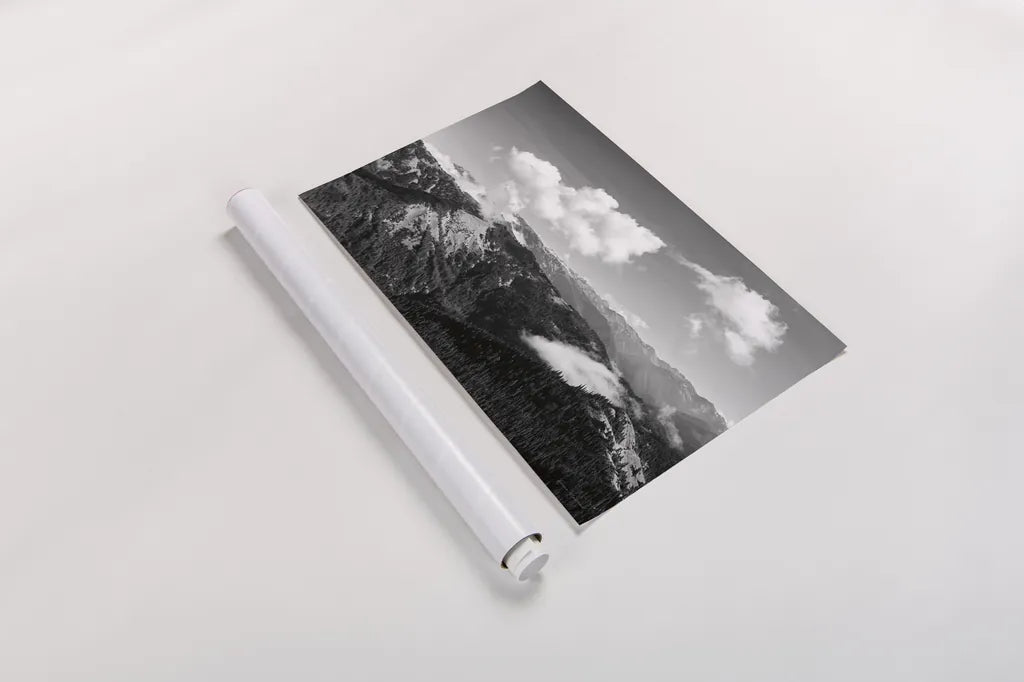 Olympic Mountains II by Laura Marshall. shown as a rolled paper print. Available as archival giclee rolled canvas, fine art paper, or poster print. SKU 64413i.