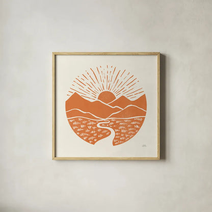 On the Horizon I by Laura Marshall. Shown in a natural wood glass frame for a timeless modern aesthetic. Available as an archival giclee rolled canvas, fine art paper, or poster print. SKU 65377a.