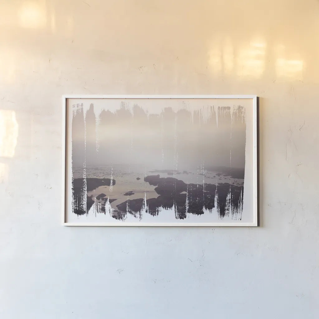 Painted Seaside I by Laura Marshall. shown as a paper print in a white frame. Available as a archival giclee rolled canvas, fine art paper, or poster print. SKU 29663i.