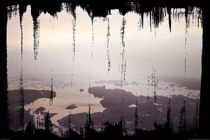 Painted Seaside I on Black by Laura Marshall. SKU 29863i. Archival Giclee Fine art print for wall decor.