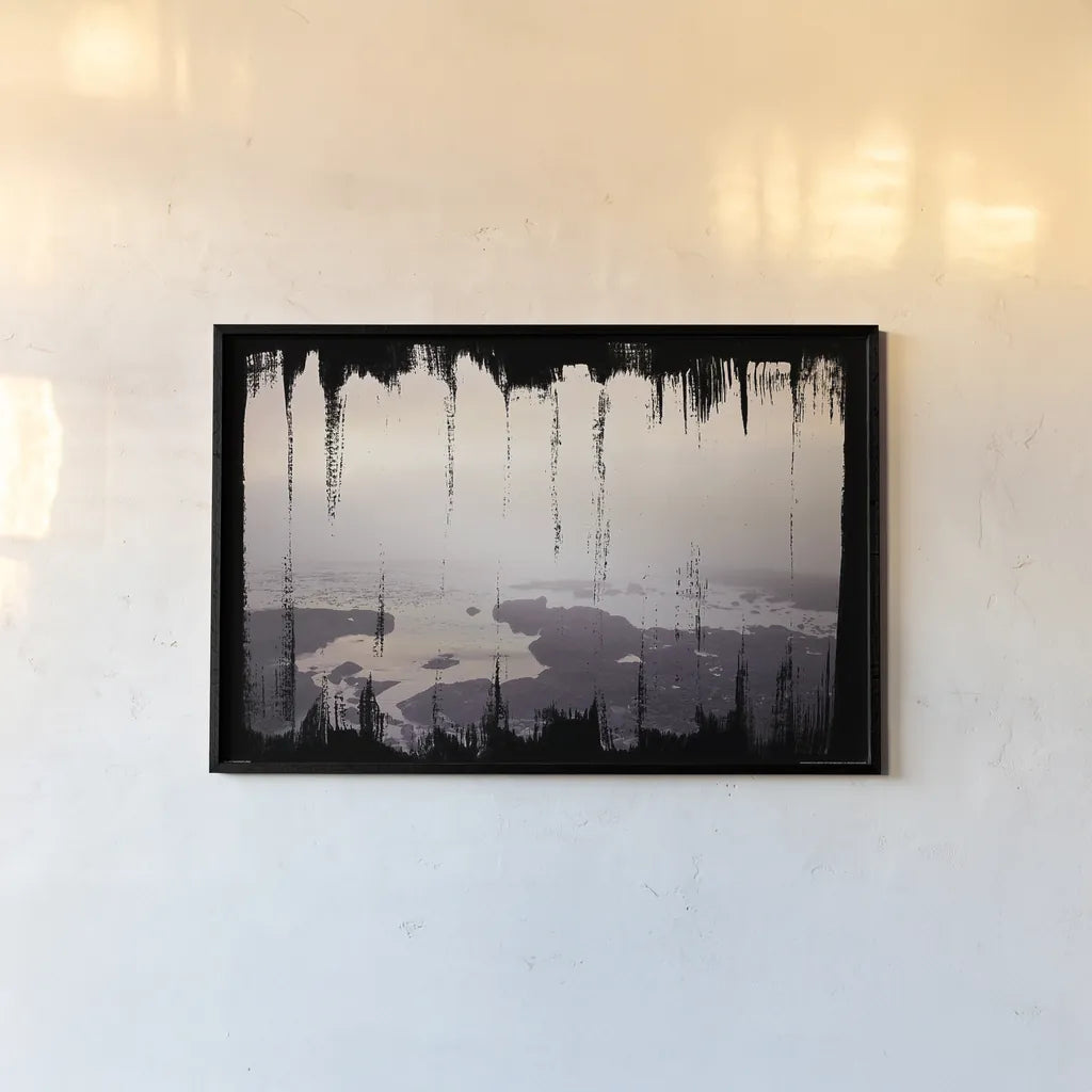 Painted Seaside I on Black by Laura Marshall. shown as a paper print in a black flame. Available as a archival giclee rolled canvas, fine art paper, or poster print. SKU 29863i.