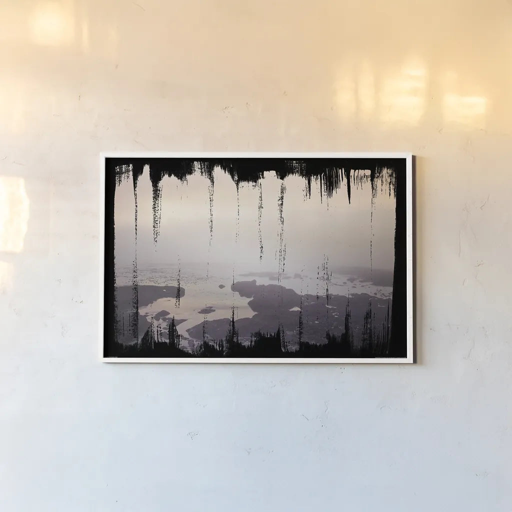 Painted Seaside I on Black by Laura Marshall. shown as a paper print in a white frame. Available as a archival giclee rolled canvas, fine art paper, or poster print. SKU 29863i.