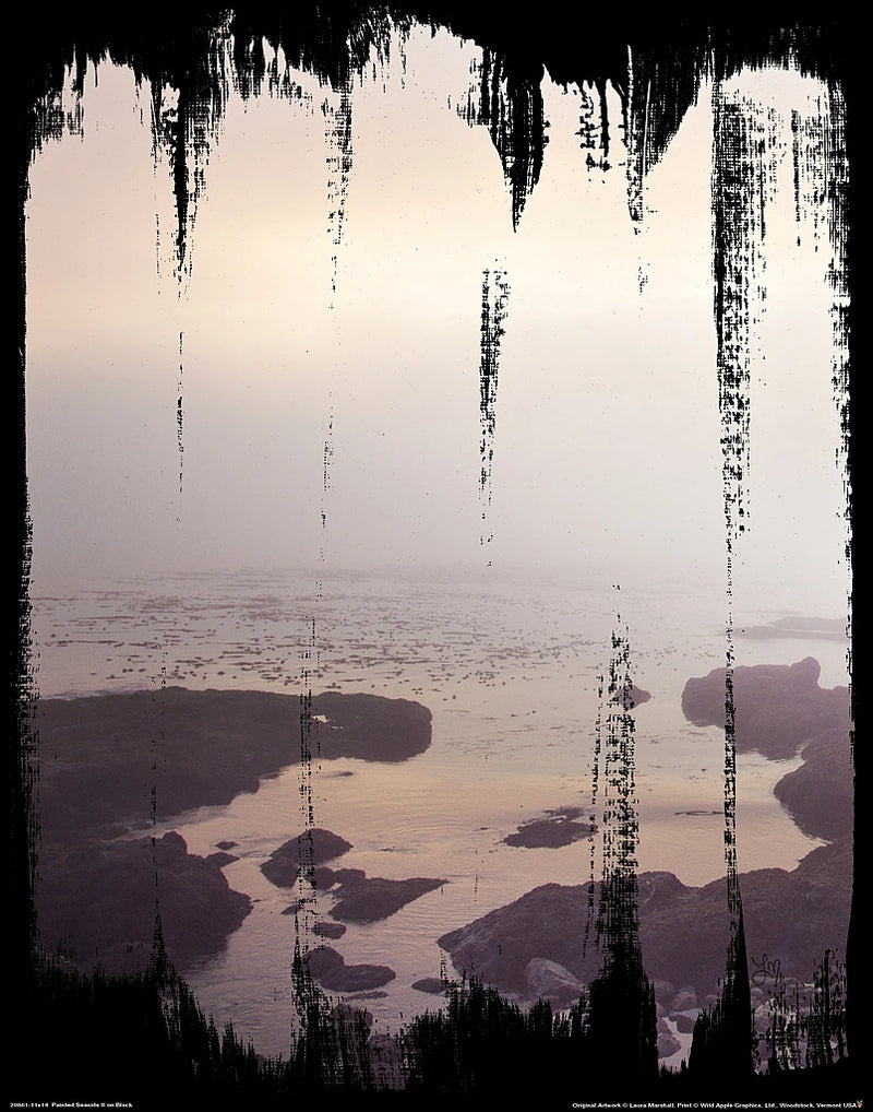 Painted Seaside II on Black by Laura Marshall