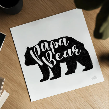 Papa Bear by Laura Marshall. Shown as a detailed flat fine art print, highlighting archival giclee quality. Available as an archival giclee rolled canvas, fine art paper, or poster print. SKU 45442a.