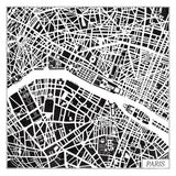Paris Map Black by Laura Marshall. SKU 60391a. Archival Giclee Fine art print for wall decor.