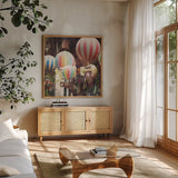 Paris Moments I by Laura Marshall. Shown in a natural wood frame in a cozy modern living room. Available as an archival giclee rolled canvas, fine art paper, or poster print. SKU 25889a.