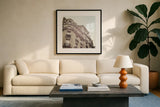 Paris Moments II Neutral by Laura Marshall. Displayed in a glass frame with matte in a clean modern living room. Available as an archival giclee rolled canvas, fine art paper, or poster print. SKU 72142a.