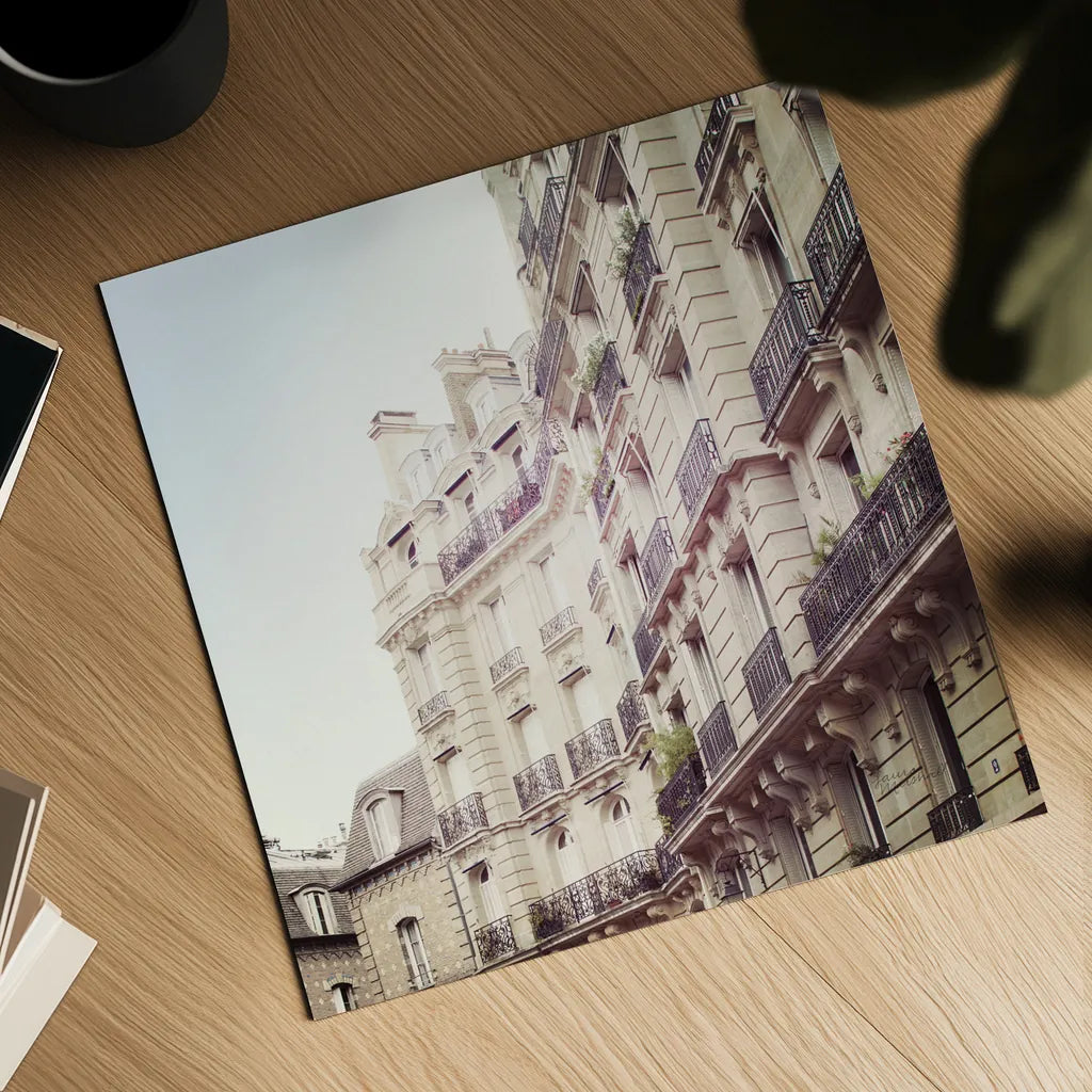 Paris Moments III Neutral v2 by Laura Marshall. Shown as a detailed flat fine art print, highlighting archival giclee quality. Available as an archival giclee rolled canvas, fine art paper, or poster print. SKU 76216a.
