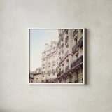 Paris Moments III Neutral v2 by Laura Marshall. Shown in a crisp white glass frame for a clean and minimalist style. Available as an archival giclee rolled canvas, fine art paper, or poster print. SKU 76216a.