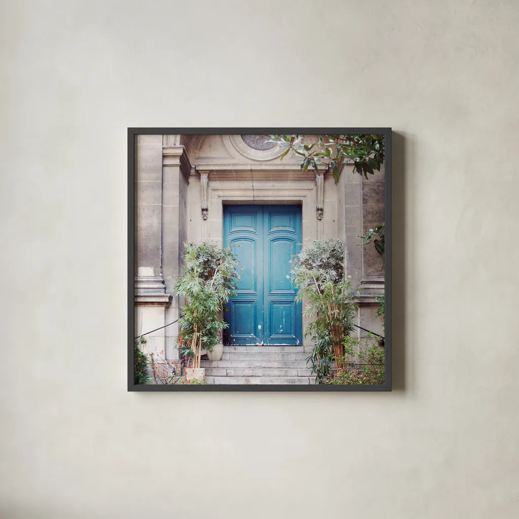 Paris Moments IV by Laura Marshall. Shown in a sleek black glass frame for a contemporary gallery look. Available as an archival giclee rolled canvas, fine art paper, or poster print. SKU 25892a.