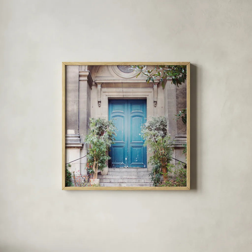 Paris Moments IV by Laura Marshall. Shown in a natural wood glass frame for a timeless modern aesthetic. Available as an archival giclee rolled canvas, fine art paper, or poster print. SKU 25892a.