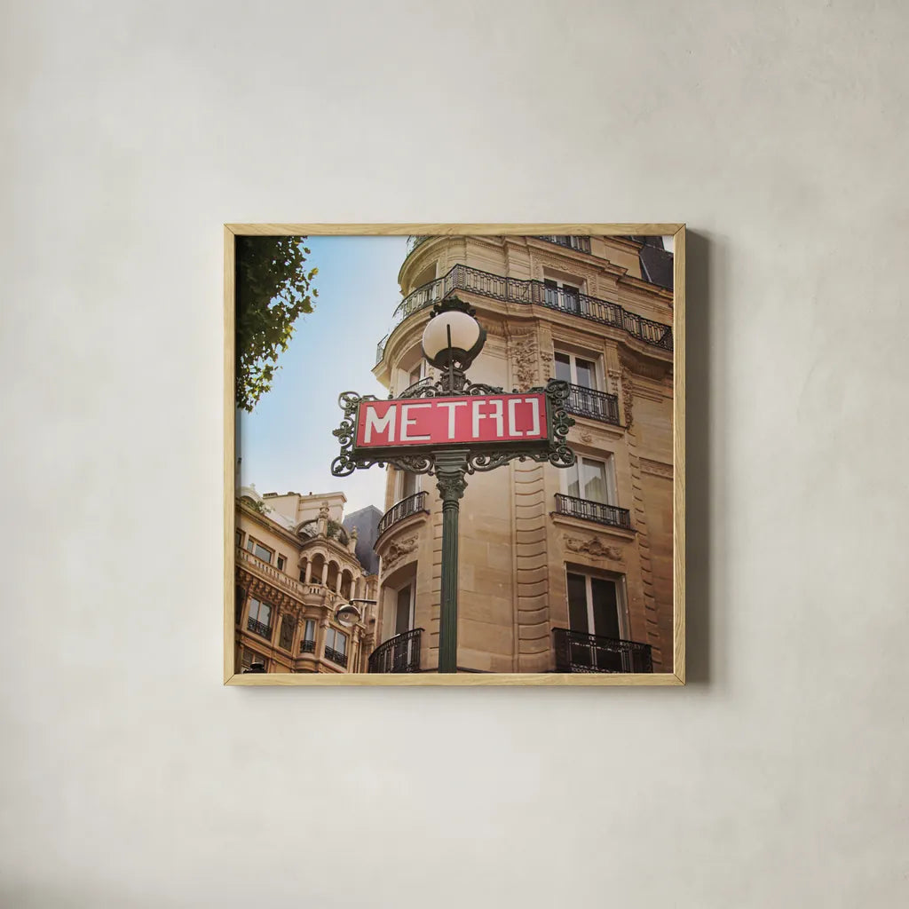 Paris Moments VII by Laura Marshall. Shown in a natural wood glass frame for a timeless modern aesthetic. Available as an archival giclee rolled canvas, fine art paper, or poster print. SKU 25895a.