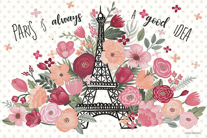 Paris is Blooming I by Laura Marshall. SKU 45326i. Archival Giclee Fine art print for wall decor.