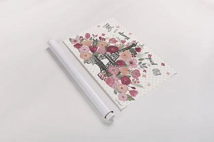 Paris is Blooming I by Laura Marshall. shown as a rolled paper print. Available as archival giclee rolled canvas, fine art paper, or poster print. SKU 45326i.