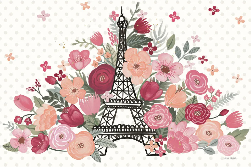 Paris is Blooming I No Words by Laura Marshall. SKU 62405i. Archival Giclee Fine art print for wall decor.