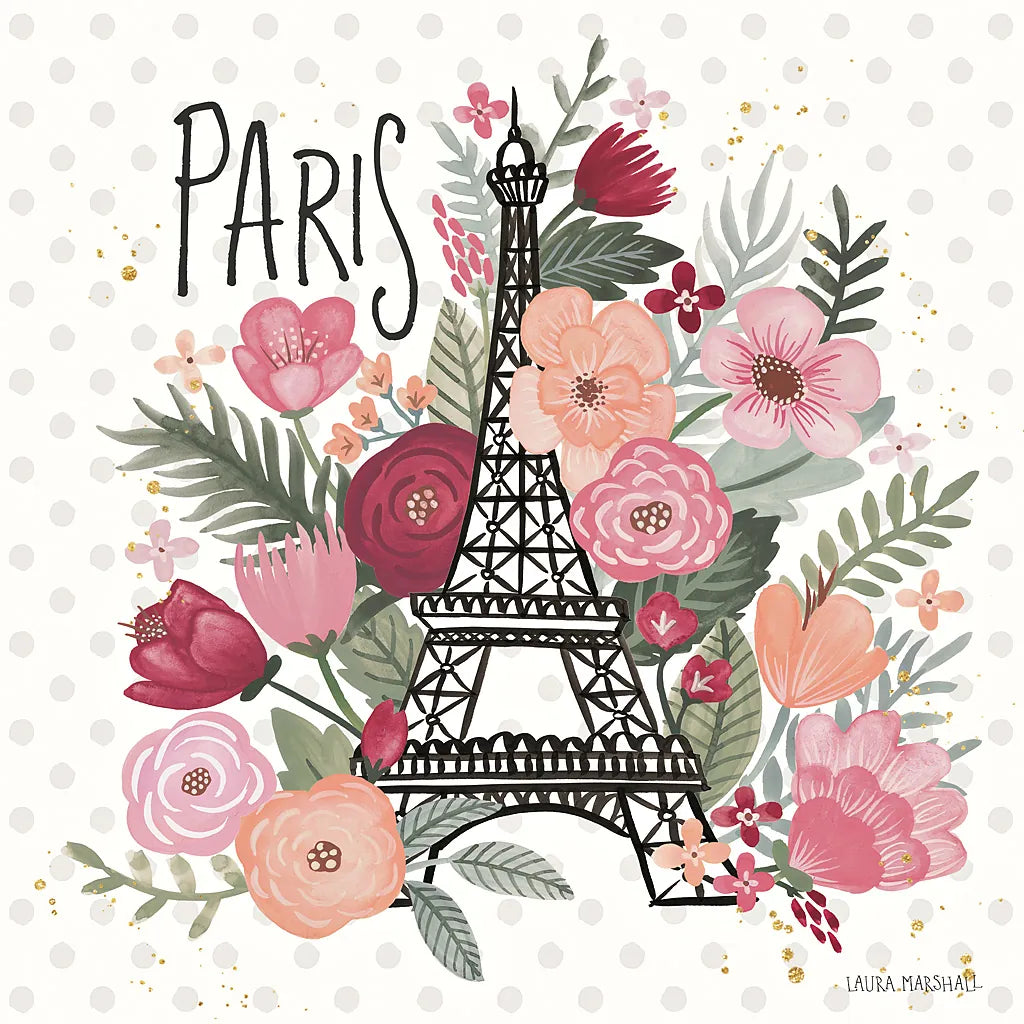 Paris is Blooming II by Laura Marshall. SKU 45327a. Archival Giclee Fine art print for wall decor.