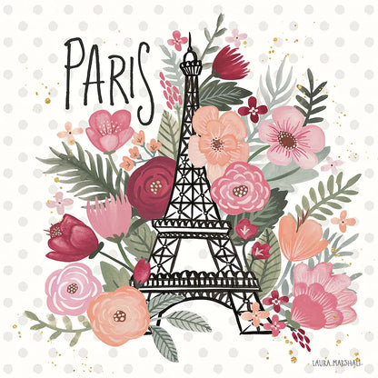 Paris is Blooming II by Laura Marshall. SKU 45327a. Archival Giclee Fine art print for wall decor.