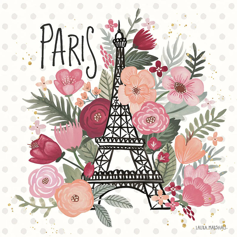 Paris is Blooming II by Laura Marshall. SKU 45327a. Archival Giclee Fine art print for wall decor.