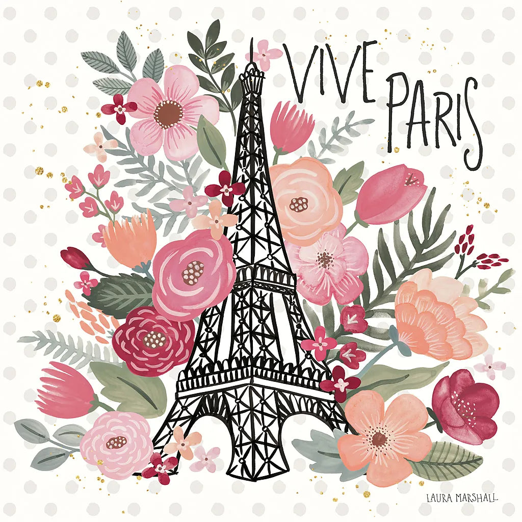 Paris is Blooming III by Laura Marshall. SKU 45328a. Archival Giclee Fine art print for wall decor.