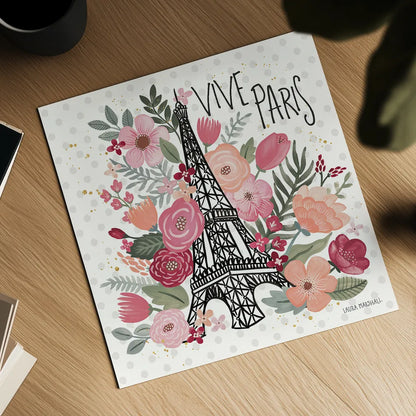 Paris is Blooming III by Laura Marshall. Shown as a detailed flat fine art print, highlighting archival giclee quality. Available as an archival giclee rolled canvas, fine art paper, or poster print. SKU 45328a.