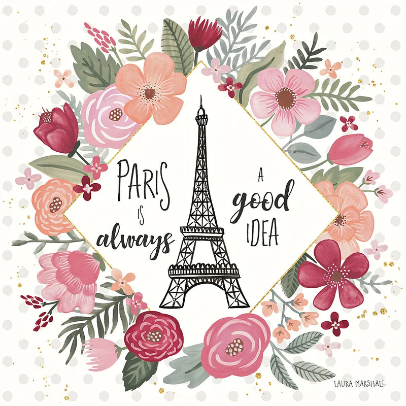 Paris is Blooming IV by Laura Marshall. SKU 45329a. Archival Giclee Fine art print for wall decor.