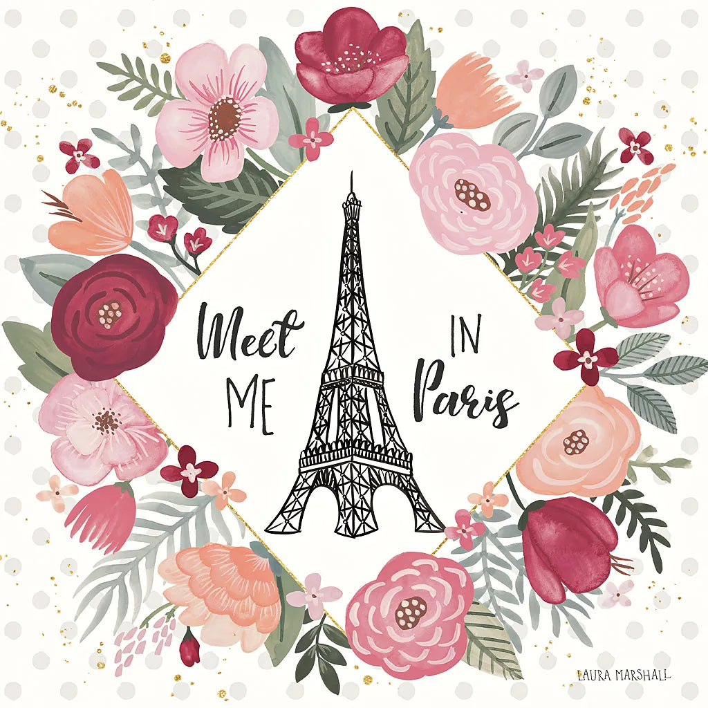 Paris is Blooming V by Laura Marshall. SKU 45330a. Archival Giclee Fine art print for wall decor.