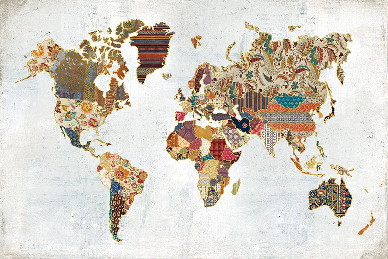 Pattern World Map by Laura Marshall. SKU 22904i. Archival Giclee Fine art print for wall decor.