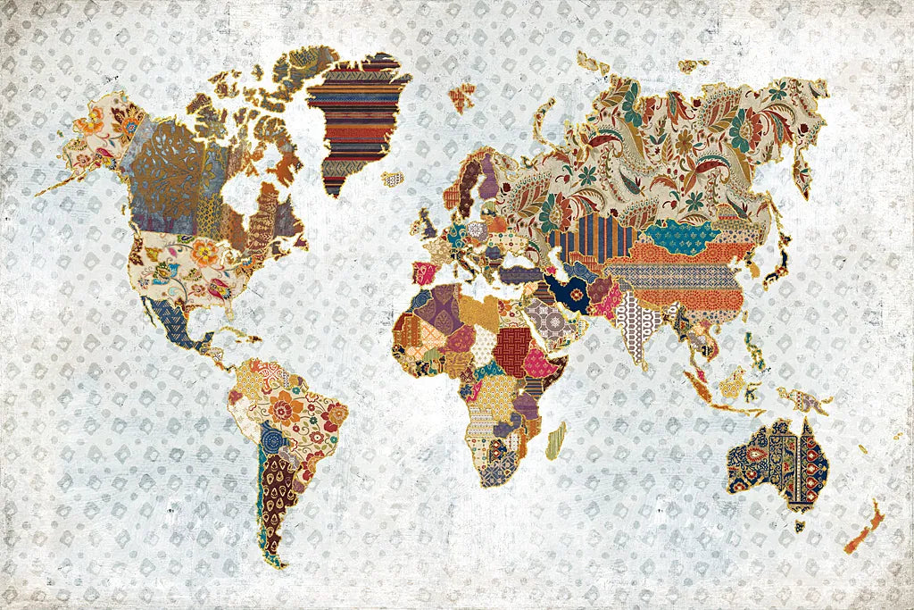 Pattern World Map Geo Background by Laura Marshall. SKU 31807i. Archival Giclee Fine art print for wall decor.