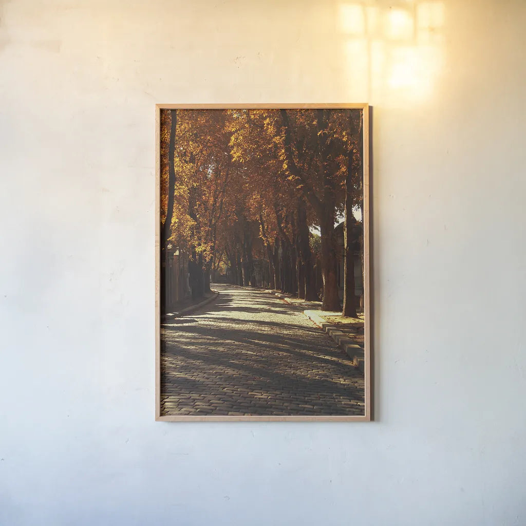 Pere La Chaise by Laura Marshall. shown as a paper print in a natural frame. Available as a archival giclee rolled canvas, fine art paper, or poster print. SKU 20700h.