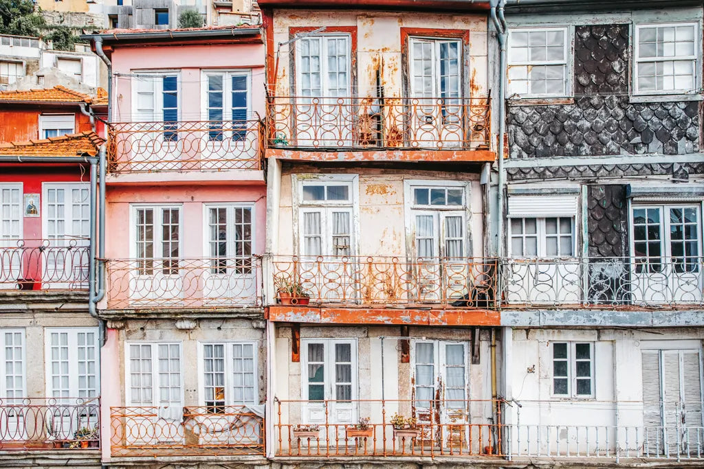 Porto Houses by Laura Marshall. SKU 81307i. Archival Giclee Fine art print for wall decor.
