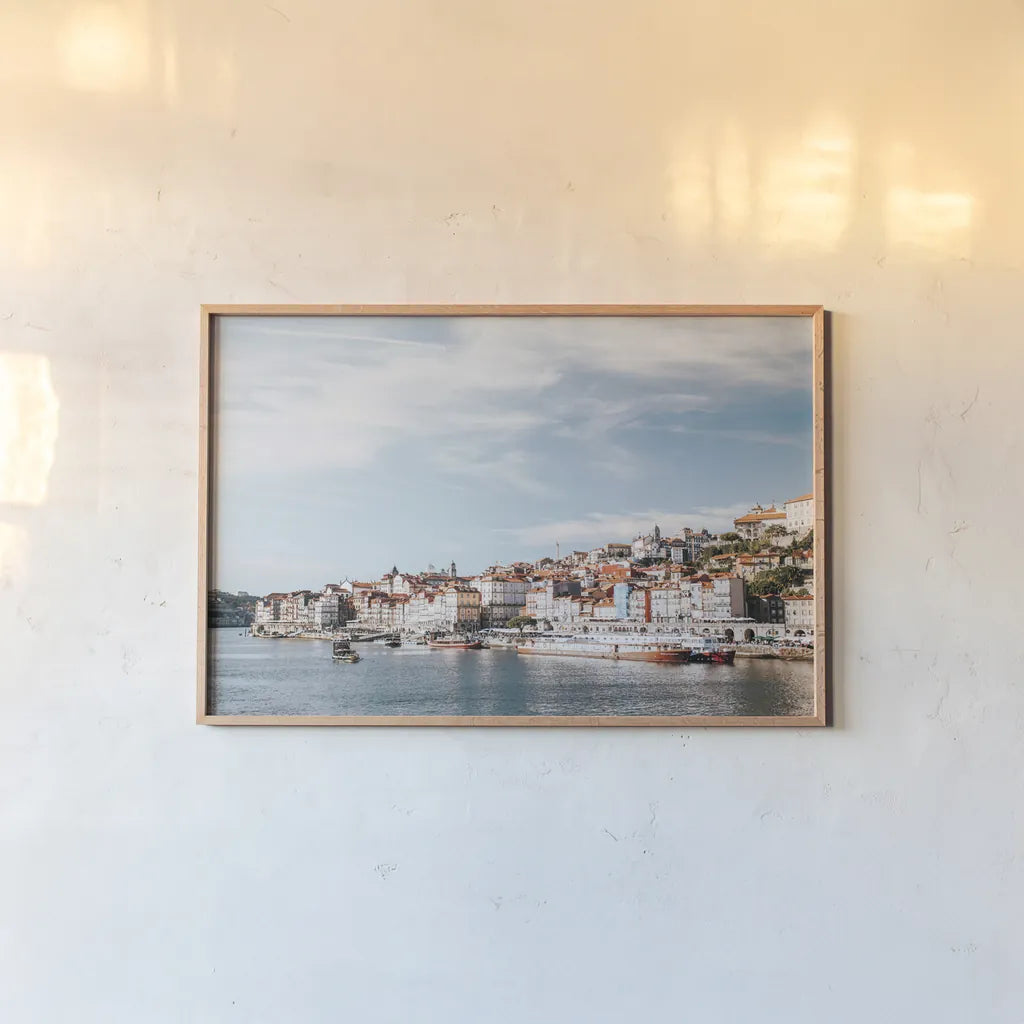 Porto III by Laura Marshall. shown as a paper print in a natural frame. Available as a archival giclee rolled canvas, fine art paper, or poster print. SKU 81310i.
