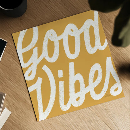 Positivity I Yellow by Laura Marshall. Shown as a detailed flat fine art print, highlighting archival giclee quality. Available as an archival giclee rolled canvas, fine art paper, or poster print. SKU 53854a.