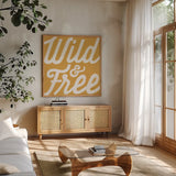 Positivity II by Laura Marshall. Shown in a natural wood frame in a cozy modern living room. Available as an archival giclee rolled canvas, fine art paper, or poster print. SKU 50779a.