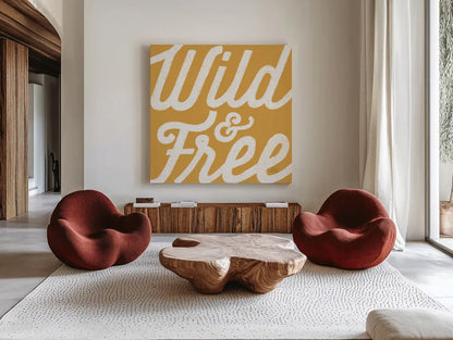 Positivity II by Laura Marshall. Shown as extra-large giant wall art in a modern living room. Available as an archival giclee rolled canvas, fine art paper, or poster print. SKU 50779a.