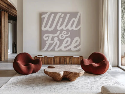 Positivity II Taupe by Laura Marshall. Shown as extra-large giant wall art in a modern living room. Available as an archival giclee rolled canvas, fine art paper, or poster print. SKU 63094a.