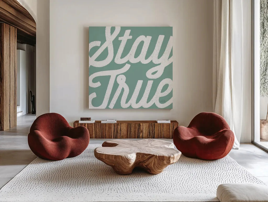 Positivity III by Laura Marshall. Shown as extra-large giant wall art in a modern living room. Available as an archival giclee rolled canvas, fine art paper, or poster print. SKU 50780a.