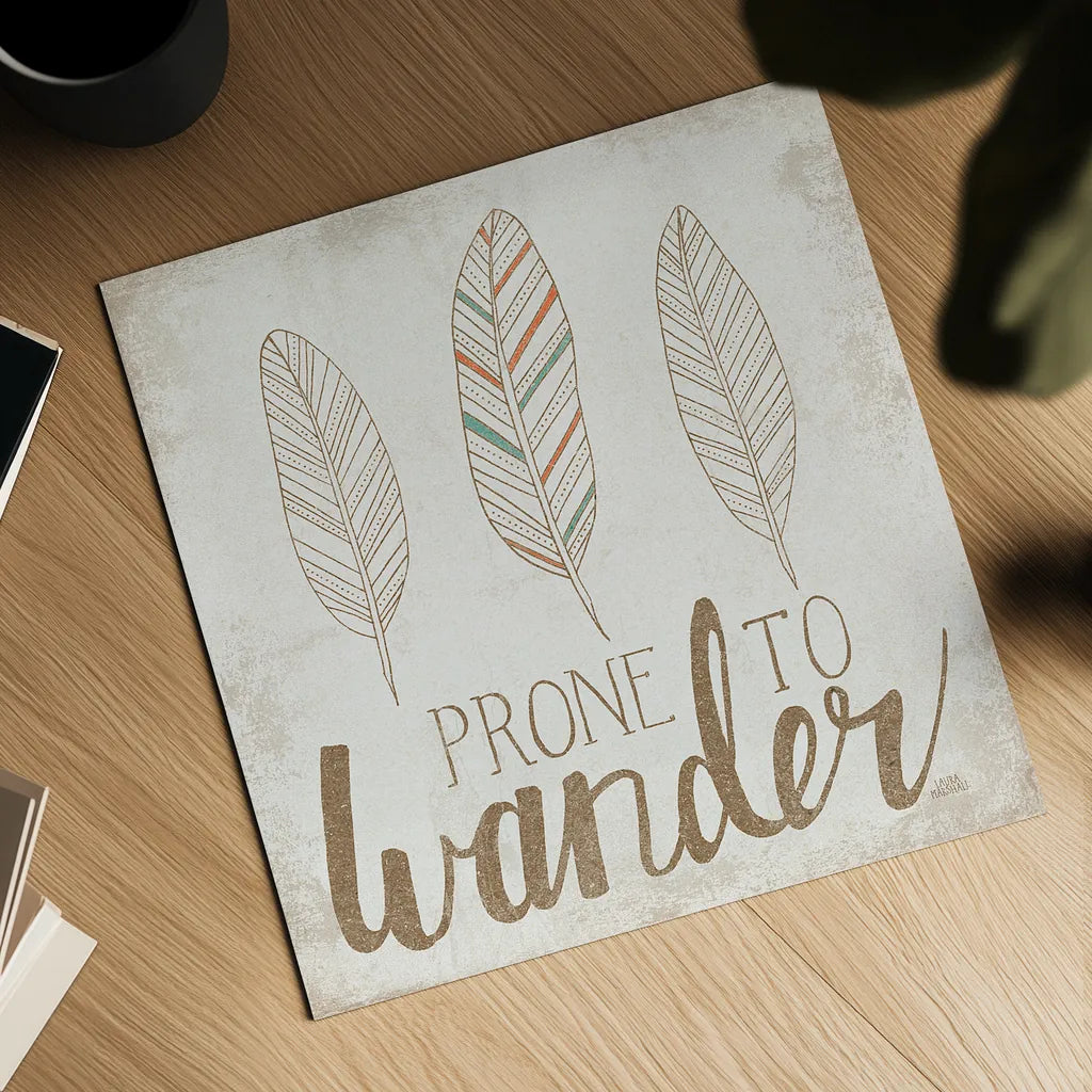 Prone to Wander Beige by Laura Marshall. Shown as a detailed flat fine art print, highlighting archival giclee quality. Available as an archival giclee rolled canvas, fine art paper, or poster print. SKU 35060a.