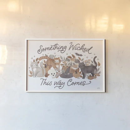 Pumpkins and Paws I by Laura Marshall. shown as a paper print in a white frame. Available as a archival giclee rolled canvas, fine art paper, or poster print. SKU 95559i.