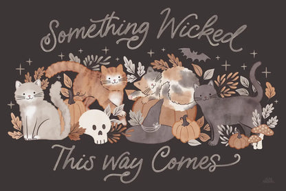 Pumpkins and Paws I Dark by Laura Marshall. SKU 95560i. Archival Giclee Fine art print for wall decor.