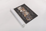 Pumpkins and Paws I Dark by Laura Marshall. shown as a rolled paper print. Available as archival giclee rolled canvas, fine art paper, or poster print. SKU 95560i.